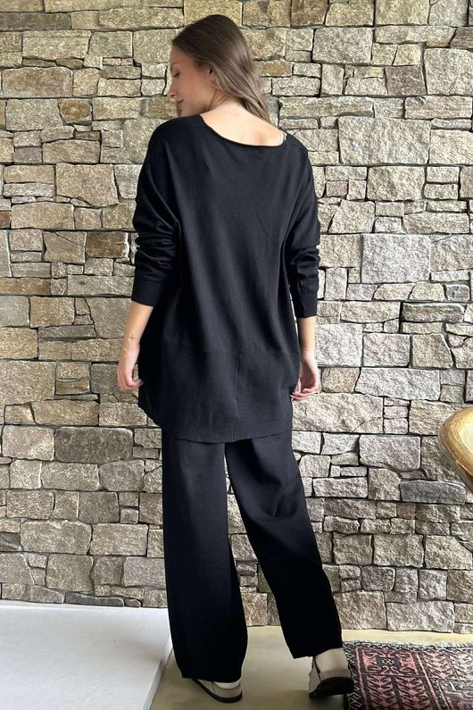 Elbury Twist & Bloom Luxury Knit Co Ord Set Black